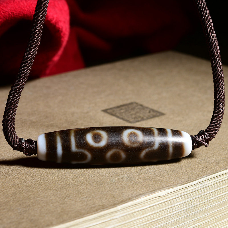 藏传真品七眼天珠西藏至纯老料七眼天珠玛瑙男女老天珠吊坠锁骨链