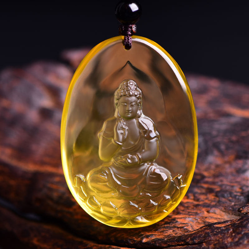天然黄水晶本命佛阿弥陀佛属狗吊坠属猪生肖菩萨守护神男女礼物