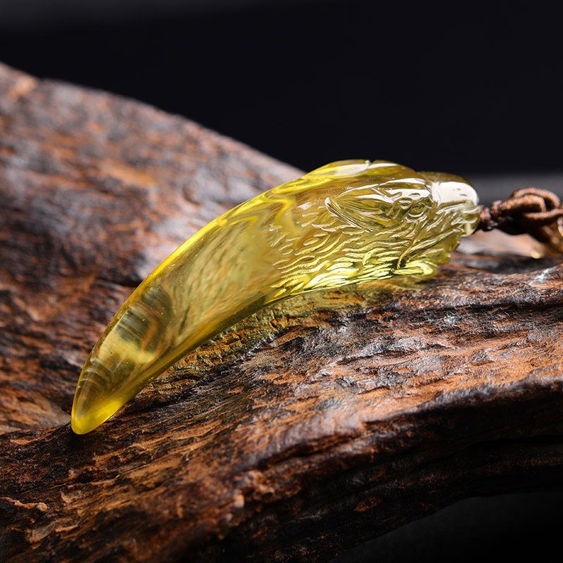 天然黄水晶狼牙吊坠男女项链开运转运护身随身挂件本命年