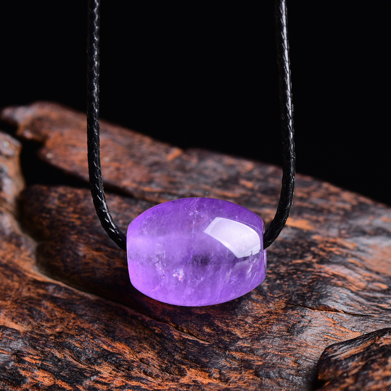 天然紫水晶路路通转运珠原石吊坠