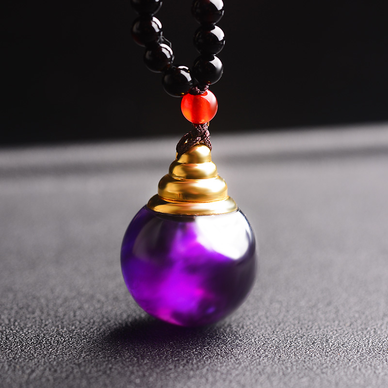 天然紫水晶舍利塔佛塔舍利子甘露丸水晶球塔嘎乌盒宝瓶吊坠护身符