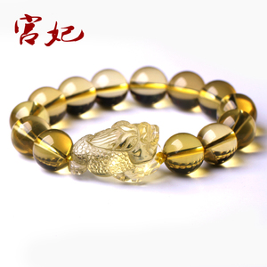 新款天然黄水晶金蟾手链 金蟾本命年红绳手链吉祥物三蟾赐瑞赐福