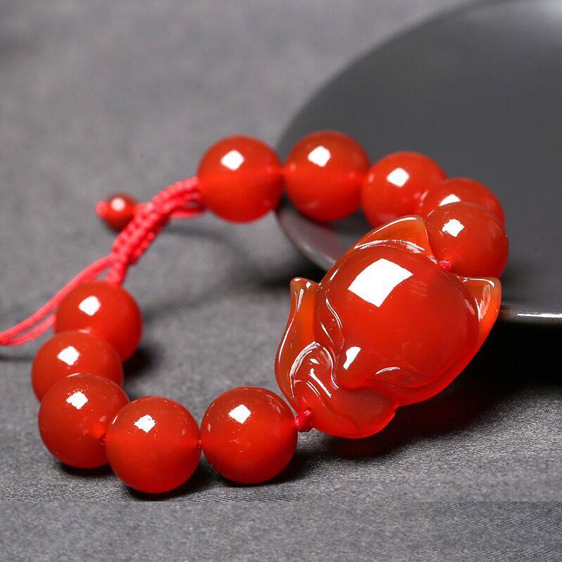 宫妃星元宿烈焰赤狐红玛瑙狐狸手链百世代红狐恒素手链催缘饰品