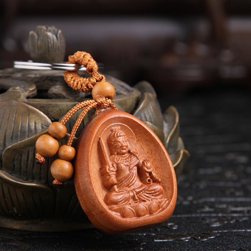 宫妃桃木不动明王钥匙扣生肖属鸡不动尊菩萨本命佛破太岁项链男女