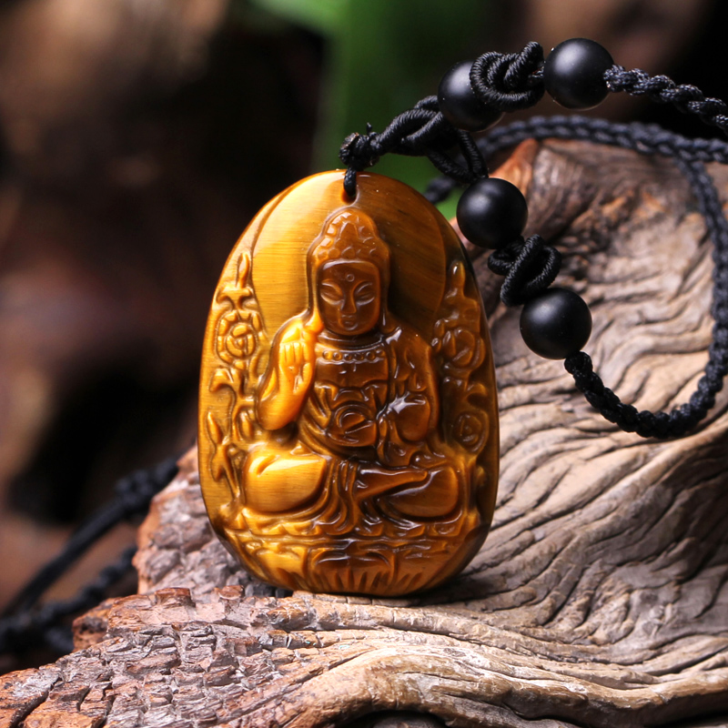 阿尼陀佛本命年项链吊坠虎眼石