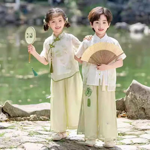 玉盘童声合唱演出服国风汉服唐装上春山游子吟青花瓷舞蹈服运动会