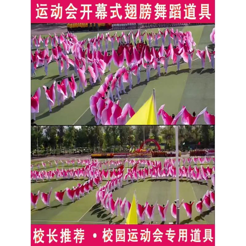 盛世欢歌美丽中国青春的誓言粉红色渐变翅膀运动会入场开幕式道具