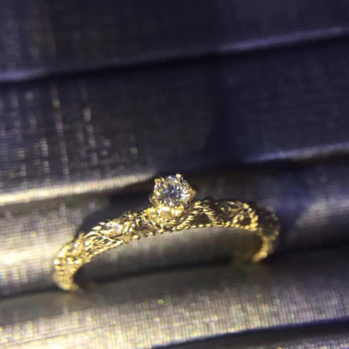 18k黄金宫廷风情侣对戒可叠戴