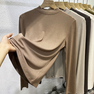 羊绒上衣 内搭打底衫 百搭气质半高领长袖 T恤女2025秋冬新洋气修身