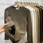 打底衫 秋冬美拉德双面德绒磨毛薄绒保暖修身 内搭女小圆领长袖 上衣