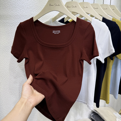 实体连锁店同款品质露锁骨女上衣