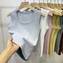 2025夏装新款方领遮副乳背心女修身显瘦正肩螺纹洋气内搭外穿上衣