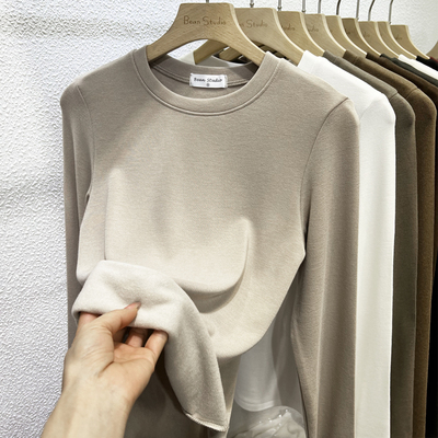 长袖经典百搭中厚小圆领羊绒修身