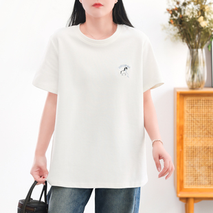 经典 打底体恤 百搭套头加厚棉质T恤 重磅290g基础款 马到成功刺绣