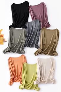 好穿到哭 再生纤维素纤维一字领百搭纯色上衣 黑科技超细羊毛