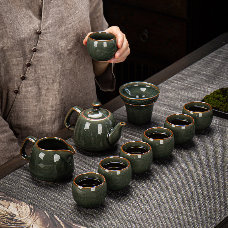 功夫茶具套组家用整套陶瓷办公会客轻奢简约冰裂茶壶茶杯高档礼盒