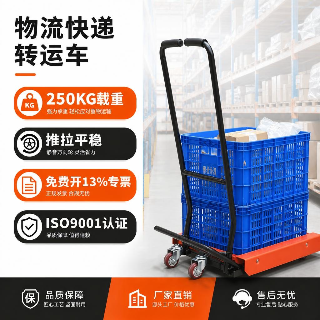 力拓中用周转箱手动筐小推车