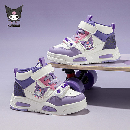 库洛米童鞋女童板鞋2025秋季新款中大童女孩软底高帮休闲运动鞋子