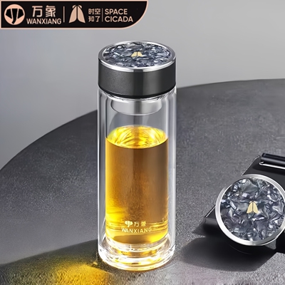 万象时空知了双层玻璃杯水杯商务大容量男女士车载V416/V417/V418