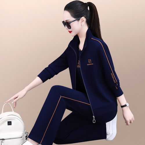 官方迈耐克斯运动套装女春秋2026新款洋宽松洋气中老年妈妈三件套