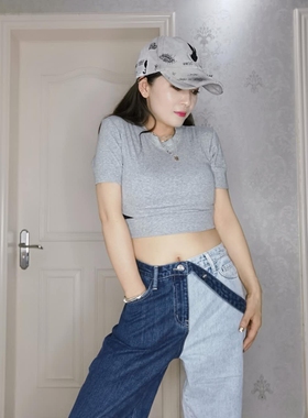 2023秋季米白黑色深蓝色网红新款女士AB面欧货韩版显瘦时尚牛仔裤