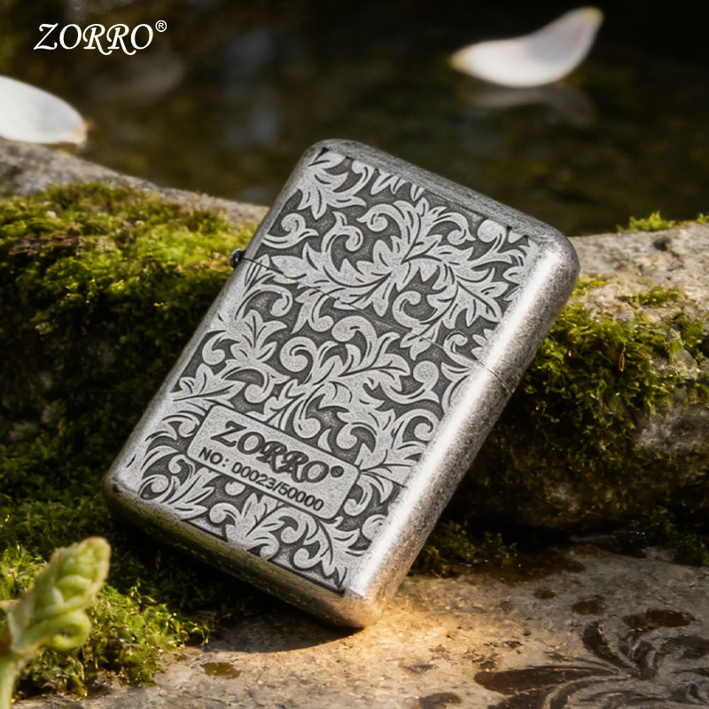 zorro佐罗官方正品790薄款古银唐草煤油复古打火机高颜值节日送礼