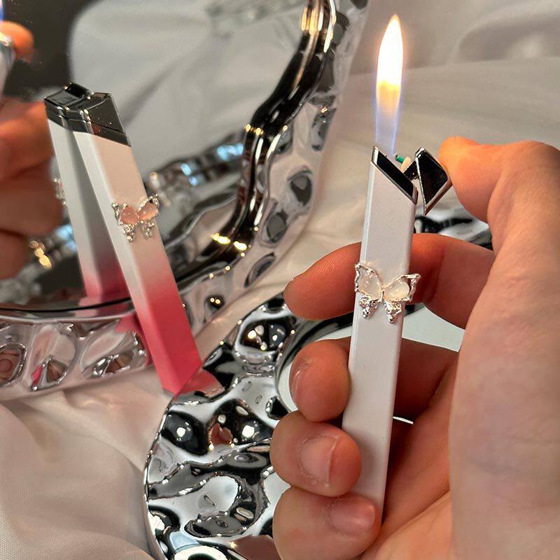 原创手工diy蝴蝶打火机创意渐变色高颜值轻奢网红爆款金属明火女