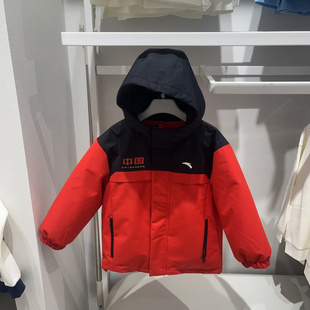 安踏儿童羽绒上衣2025冬季男小童百搭连帽四防羽绒服 352549919LB