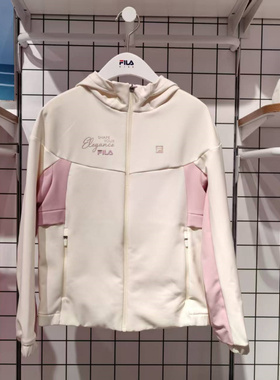 FILA斐乐童装2025冬季新款女大童薄绒休闲连帽梭织外套K12G543702
