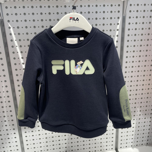 FILA斐乐童装2025冬季男小童印花字母舒适抗菌休闲卫衣K11B544201
