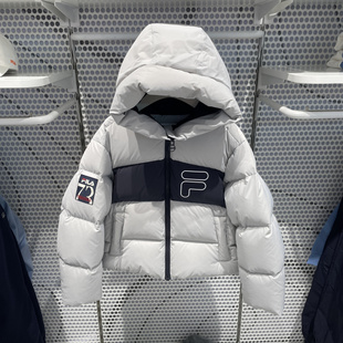 FILA斐乐童装25冬新款男大童防泼水加厚短款连帽羽绒服K12B541903