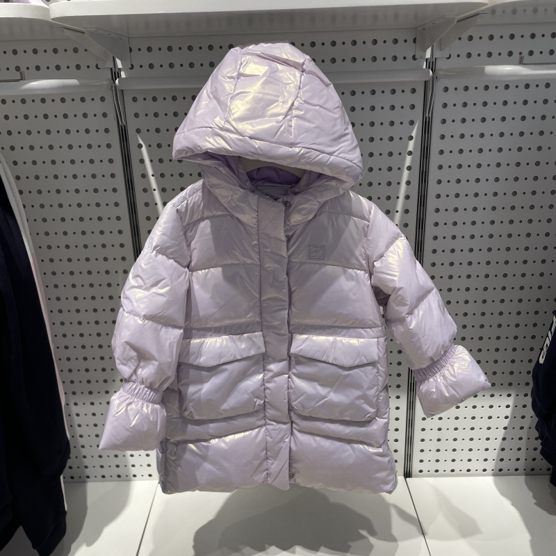 FILA斐乐童装2025冬季女小童防风保暖连帽中长款羽绒服K11G442905