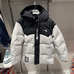 安踏儿童外套25冬季新款男大童时尚撞色百搭连帽羽绒服 352541902
