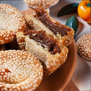 老北京枣泥馅饼老式麻饼芝麻饼传统糕点心中秋零食整箱独立小包装