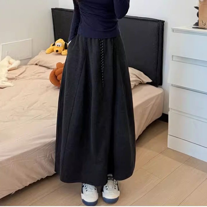 孕妇装特大码300斤高腰半身裙女秋冬季高腰垂感软糯针织南瓜长裙