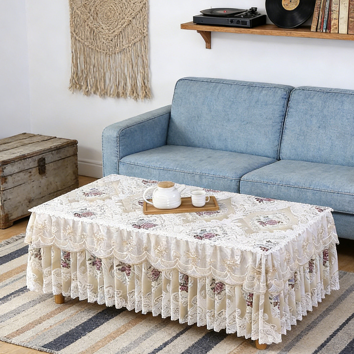加厚蕾丝花边桌布特价防滑茶几罩家用客厅餐桌布艺防尘垫一体罩,居家布艺,茶几垫,淘宝优惠券,粉丝福利购,淘宝优惠卷