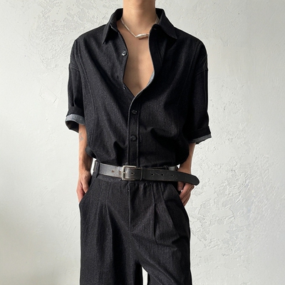 PCGO山本风复古质感水洗牛仔衬衫