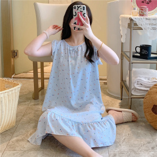 无袖 连衣裙可外穿家居服人造棉碎花裙子 睡裙女夏薄款 棉绸2025新款