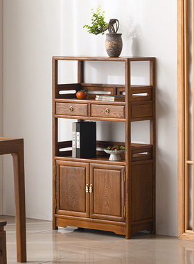 鸡翅木矮书柜架新中式全实木陈列置物架中式红木书橱书架组合落地