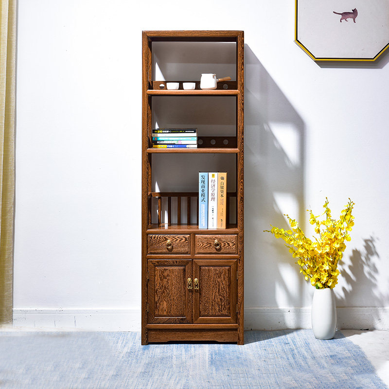 红木家具鸡翅木书架书房实木展示架中式收纳置物架子落地书橱组合