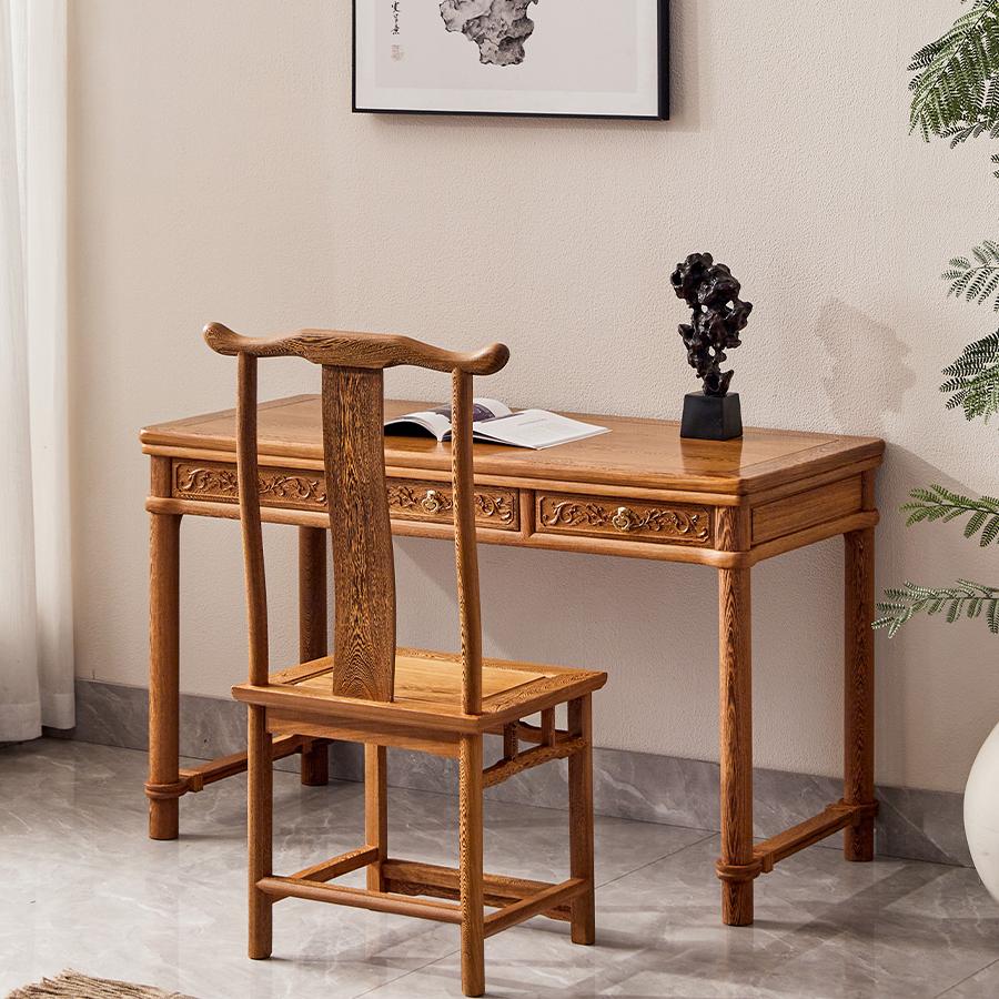 书桌林潇馆鸡翅木实木中式