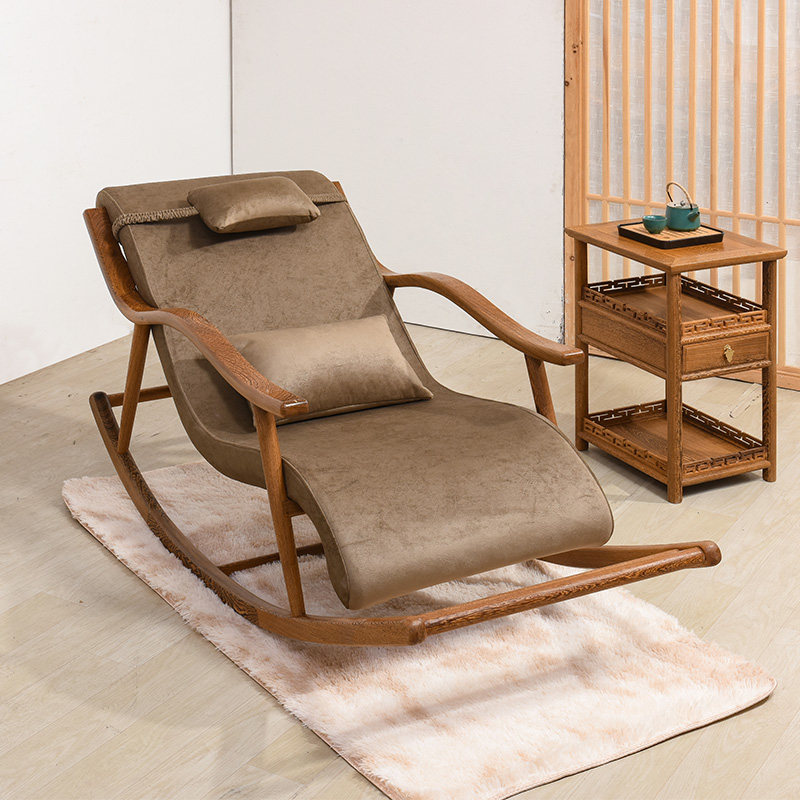 红木家具鸡翅木摇椅全实木逍遥椅软包老人摇晃椅阳台休闲椅躺椅子