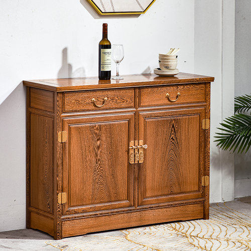 林潇馆红木餐边柜鸡翅木三联橱