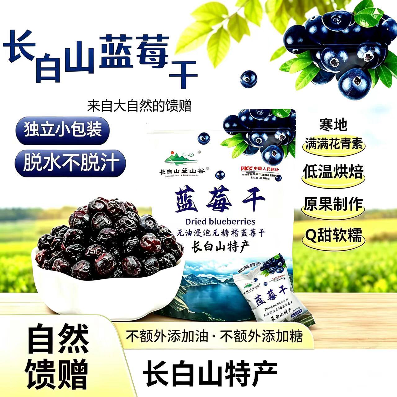 东北长白山特产蓝莓果干不加糖配料干净独立包装健康无油浸无糖腌