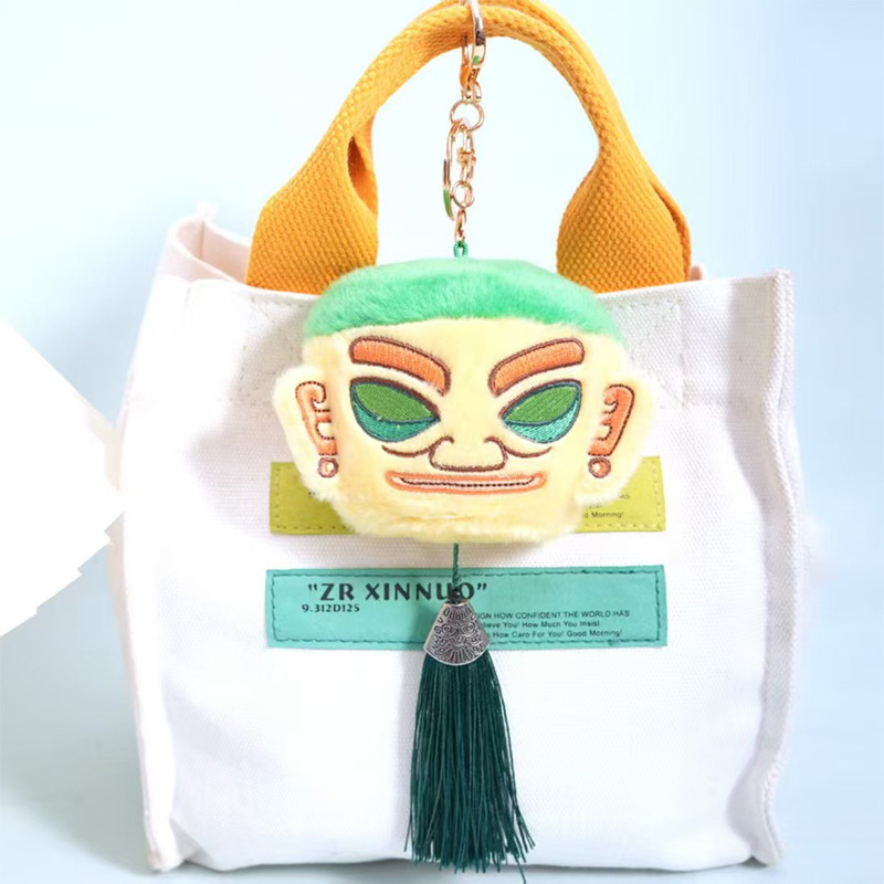 三星堆毛绒面具包包挂件