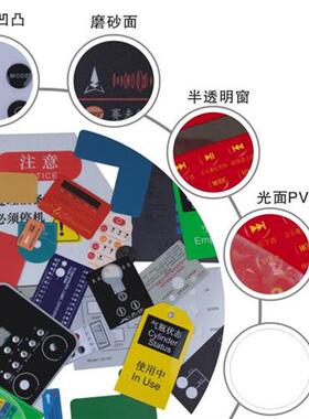 工厂店薄膜开关面板PVC面贴PET面膜标铭牌磨砂按键贴膜加LED
