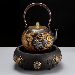 笃牌泡茶铸铁铁壶南部纯手工无涂层烧水老铁壶电陶炉复古茶具套装