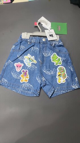 外贸儿童日单史迪仔牛仔短裤贴布 卡通软牛仔纯棉短裤90码到110码