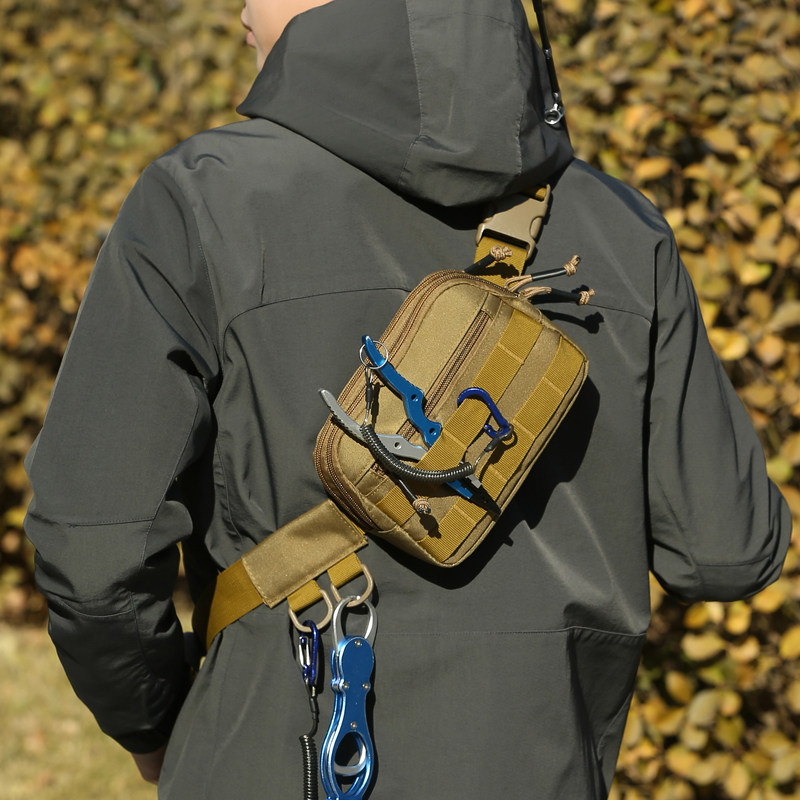 新款多功能战术胸包男户外运动斜挎包登山钓鱼骑行包机车手机腰包