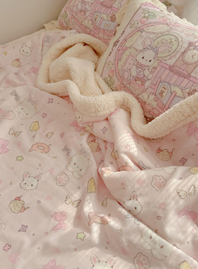 小猫可爱少女小毯子卡通小被子软糯双面绒午睡毯